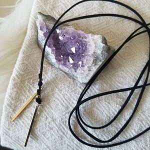 Black double wrap faux suede choker